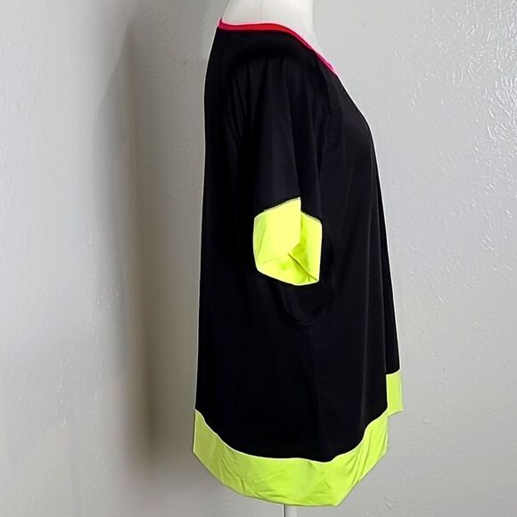 Avia Short Sleeve Colorblock Athletic Shirt, Black/Neon, Size XL (16-18) - Picture 6 of 11